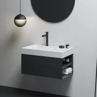 Ravak Servantskap <strong>Lite</strong>  Svart Matt med 2 Lådor 80 cm Venstre & Servant M