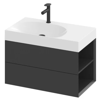 Ravak Servantskap <strong>Lite</strong>  Svart Matt med 2 Lådor 80 cm Venstre & Servant M