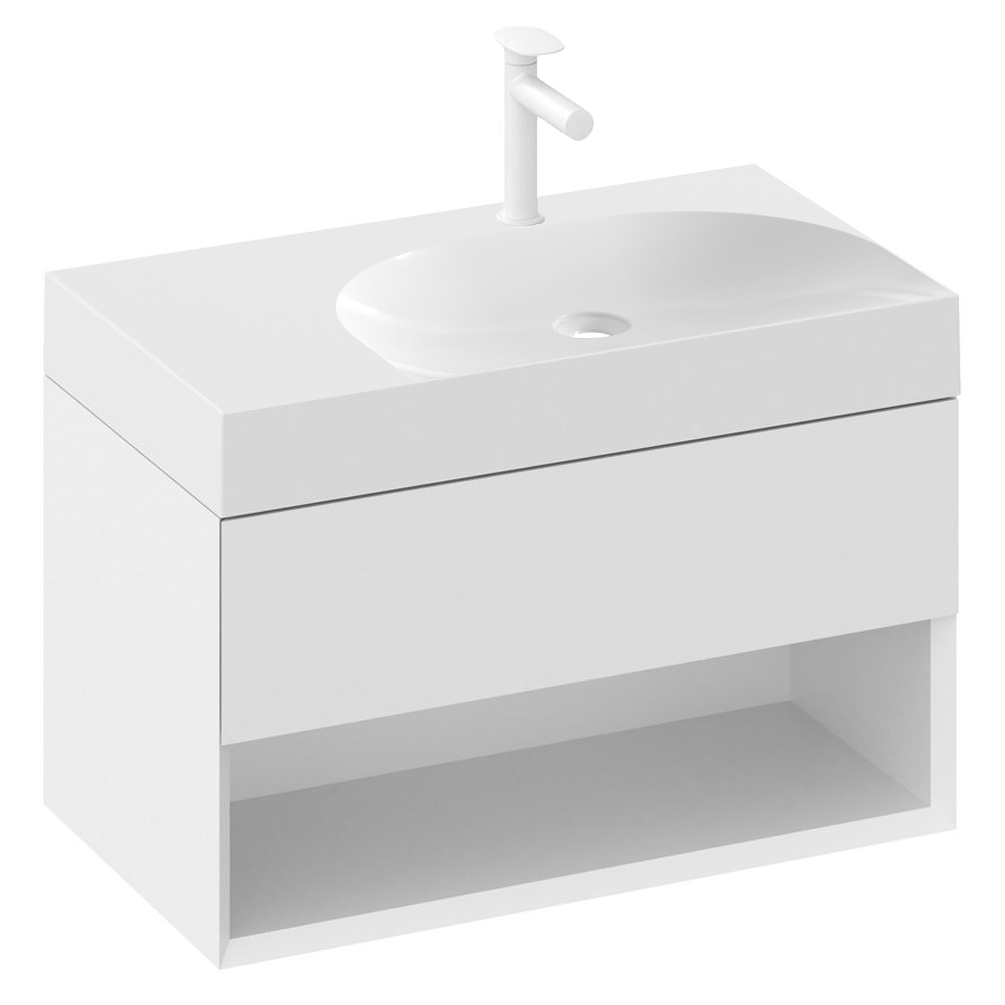 Ravak Servantskap Lite Hvit Blank 80 cm med Servant M Høyre