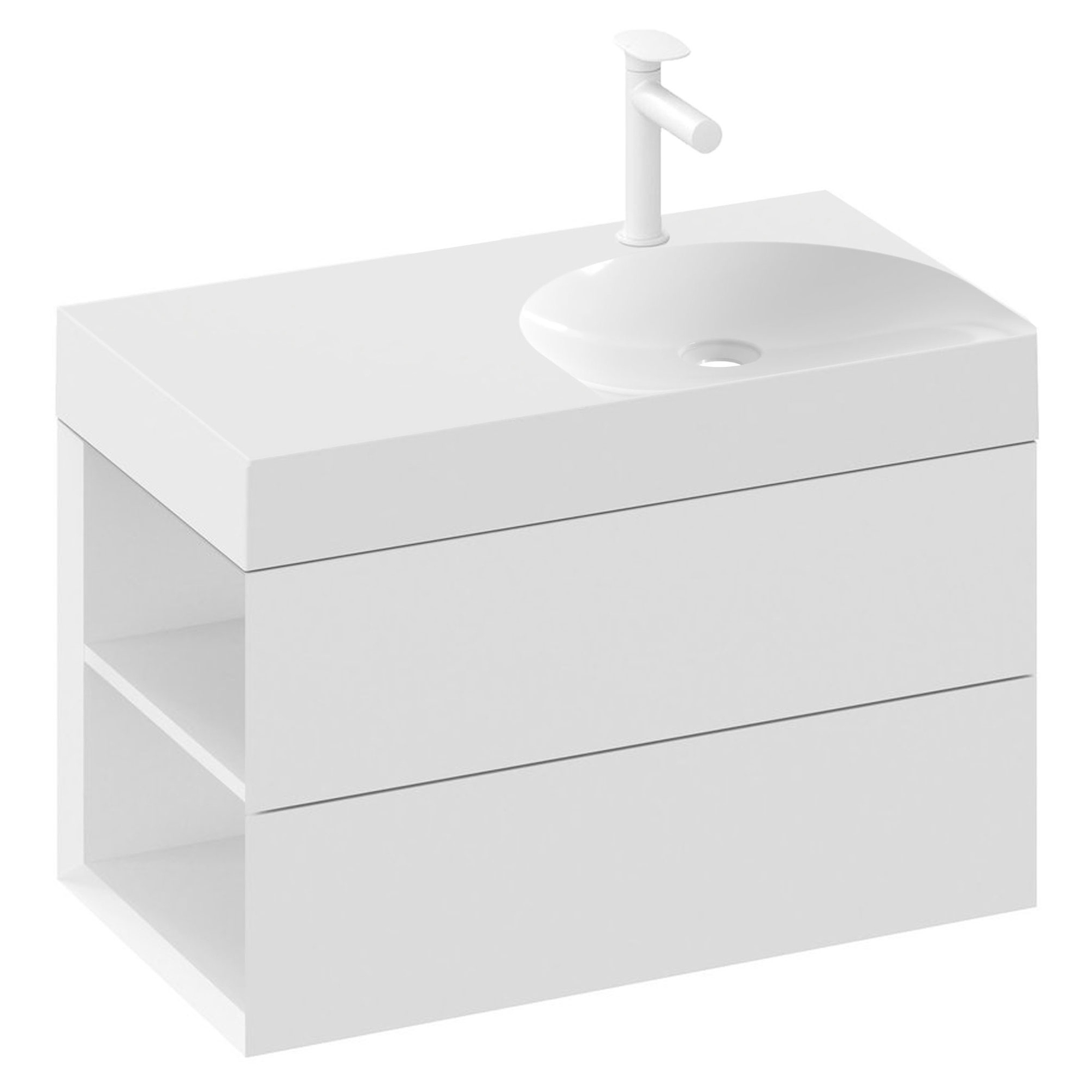 Ravak Servantskap Lite Hvit Blank med 2 Lådor 80 cm Høyre & Servant S