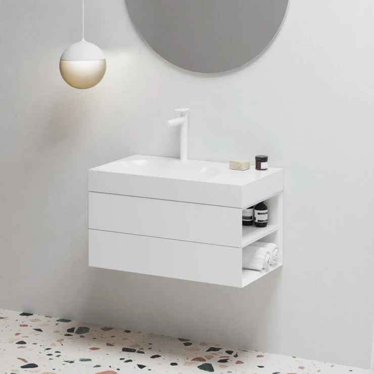 Ravak Servantskap Lite Hvit Blank med 2 Lådor 80 cm Venstre & Servant M
