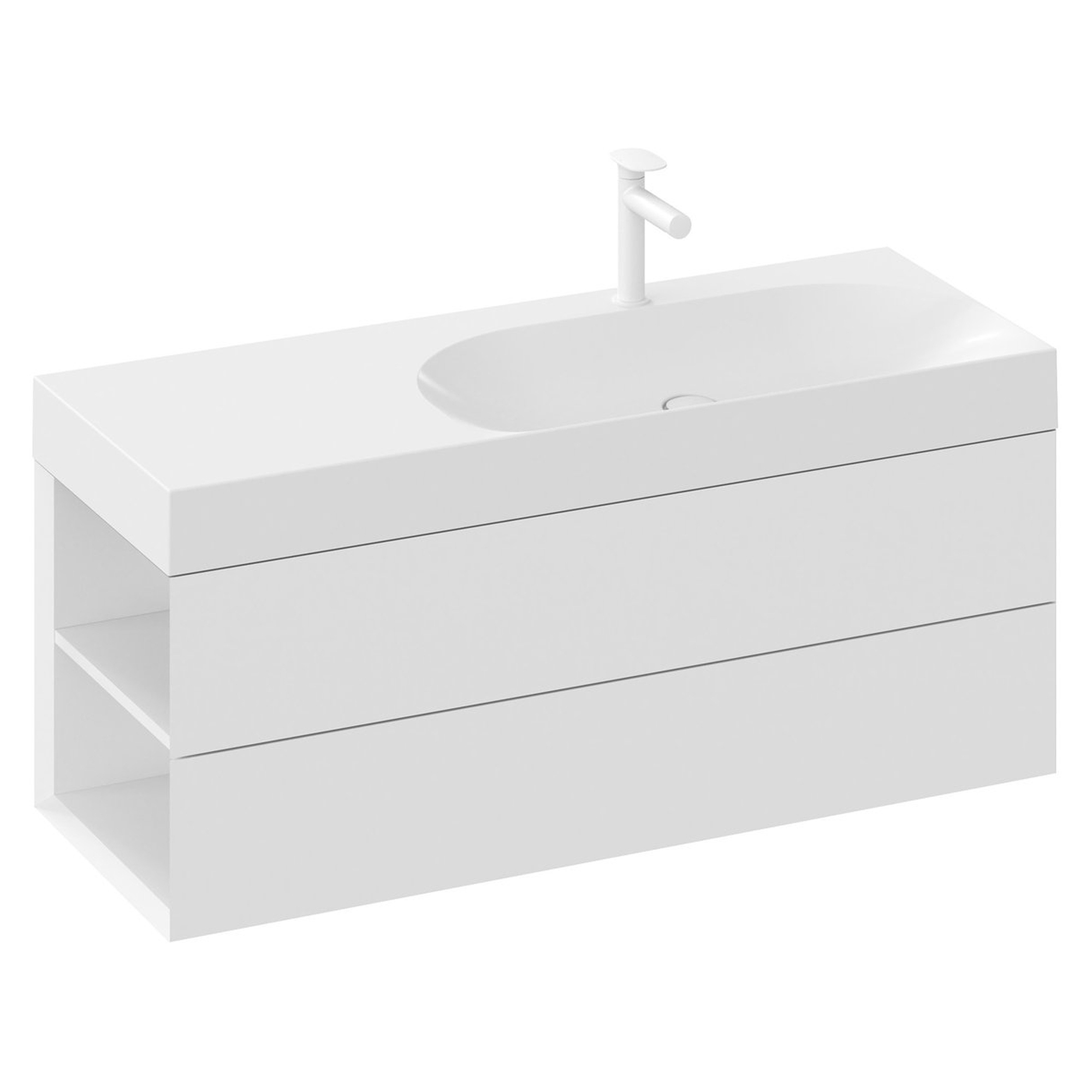Ravak Servantskap Lite Hvit Blank med 2 Lådor 120 cm Høyre & Servant