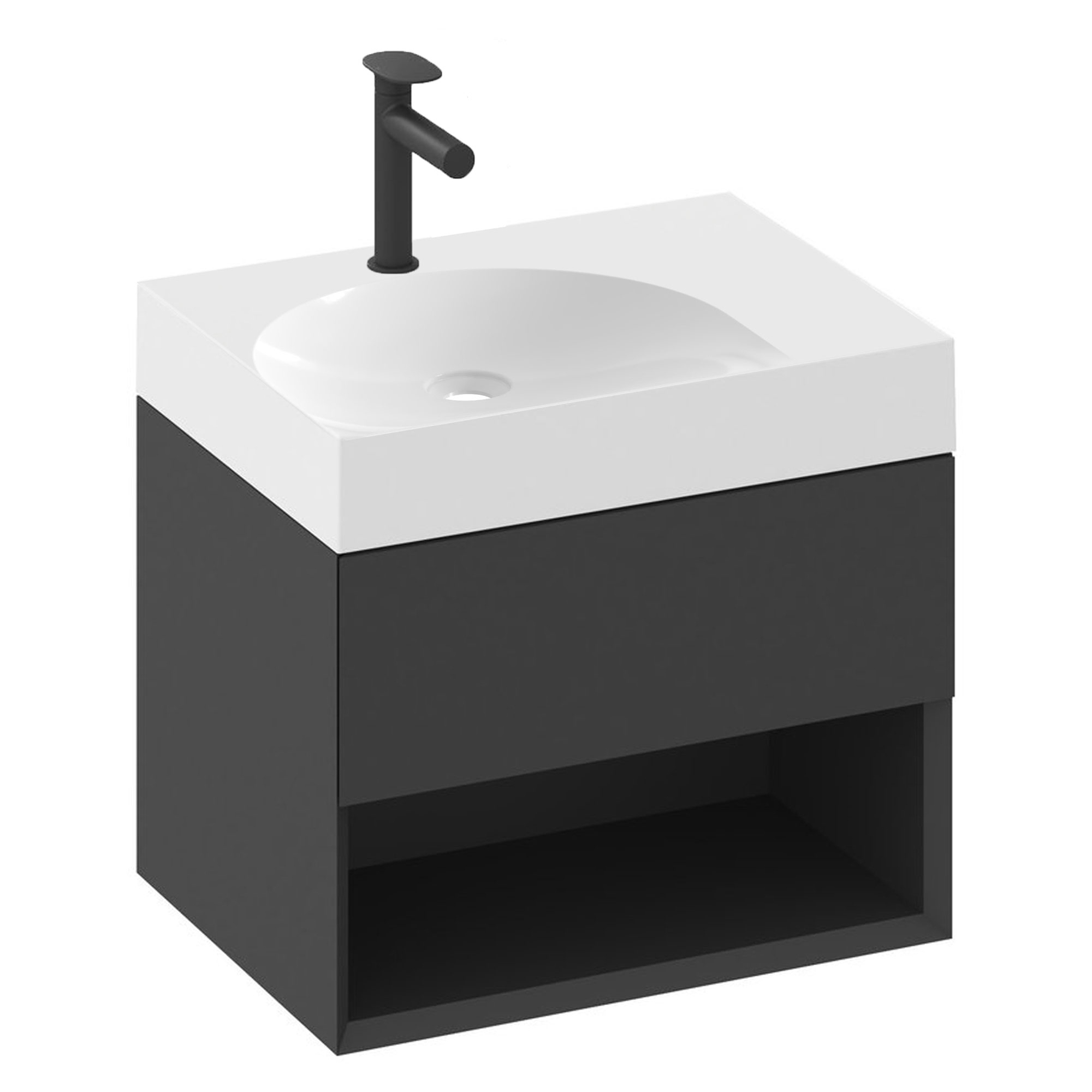 Ravak Servantskap Lite Svart Matt 60 cm med Servant Venstre