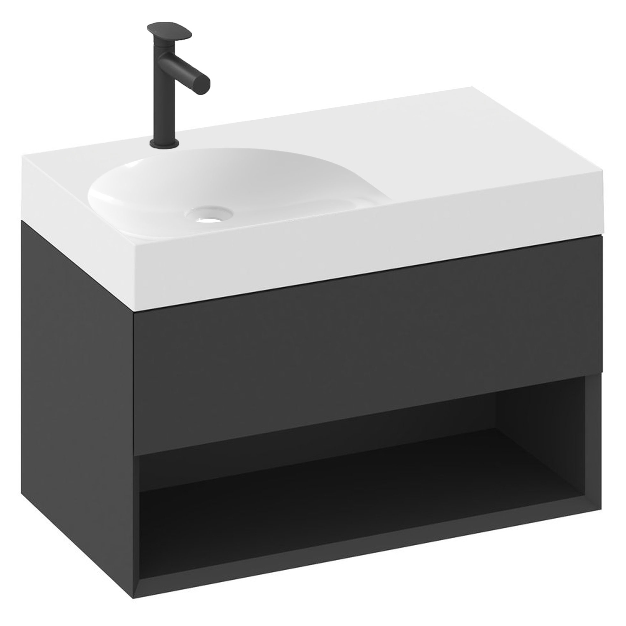 Ravak Servantskap Lite Svart Matt 80 cm med Servant S Venstre