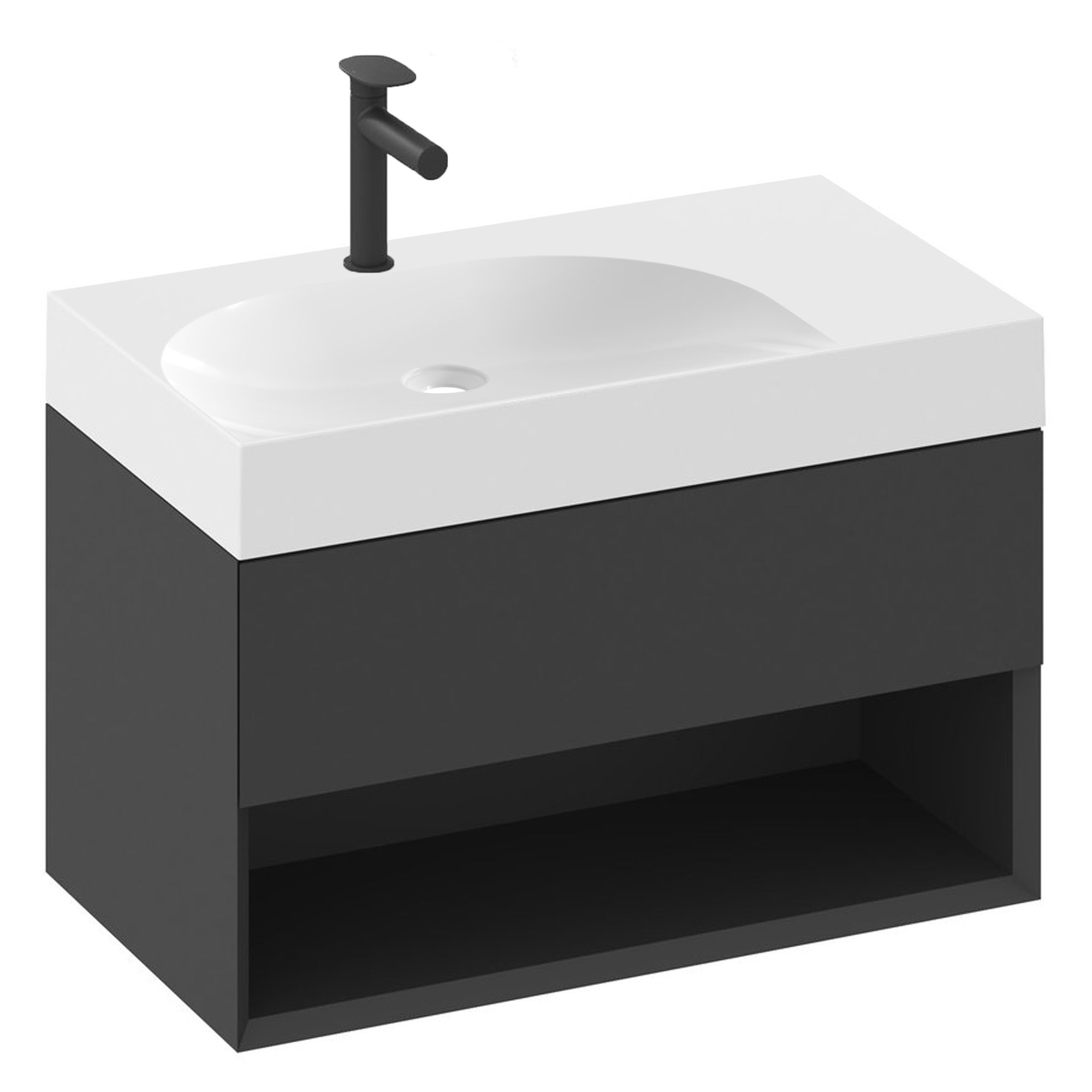 Ravak Servantskap Lite Svart Matt 80 cm med Servant M Venstre