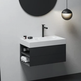 Ravak Servantskap <strong>Lite</strong>  Svart Matt med 2 Lådor 80 cm Høyre & Servant M