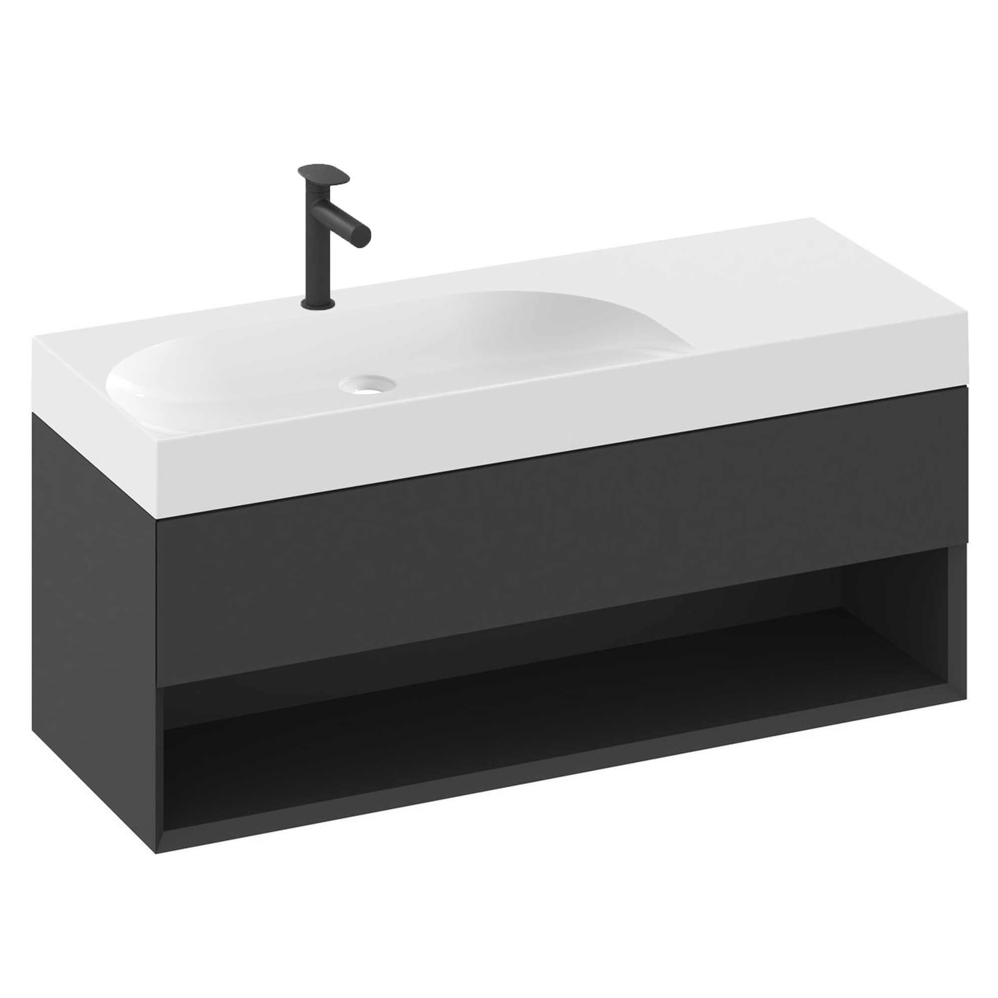 Ravak Servantskap Lite Svart Matt 120 cm med Servant Venstre