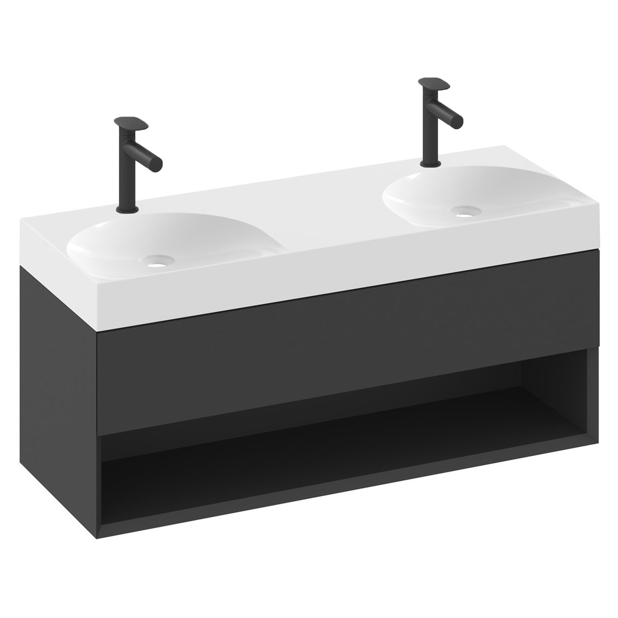 Ravak Servantskap Lite Svart Matt 120 cm med Dubbelt Servant