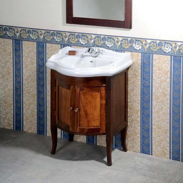 Servantskap Somerset Mørkt tre 60x45 cm med Handfat Hvit Blank