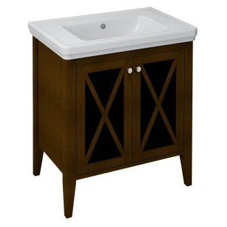 Servantskap <strong>Merveille</strong>  Mørkt tre 70x47 cm med Handfat Hvit Blank