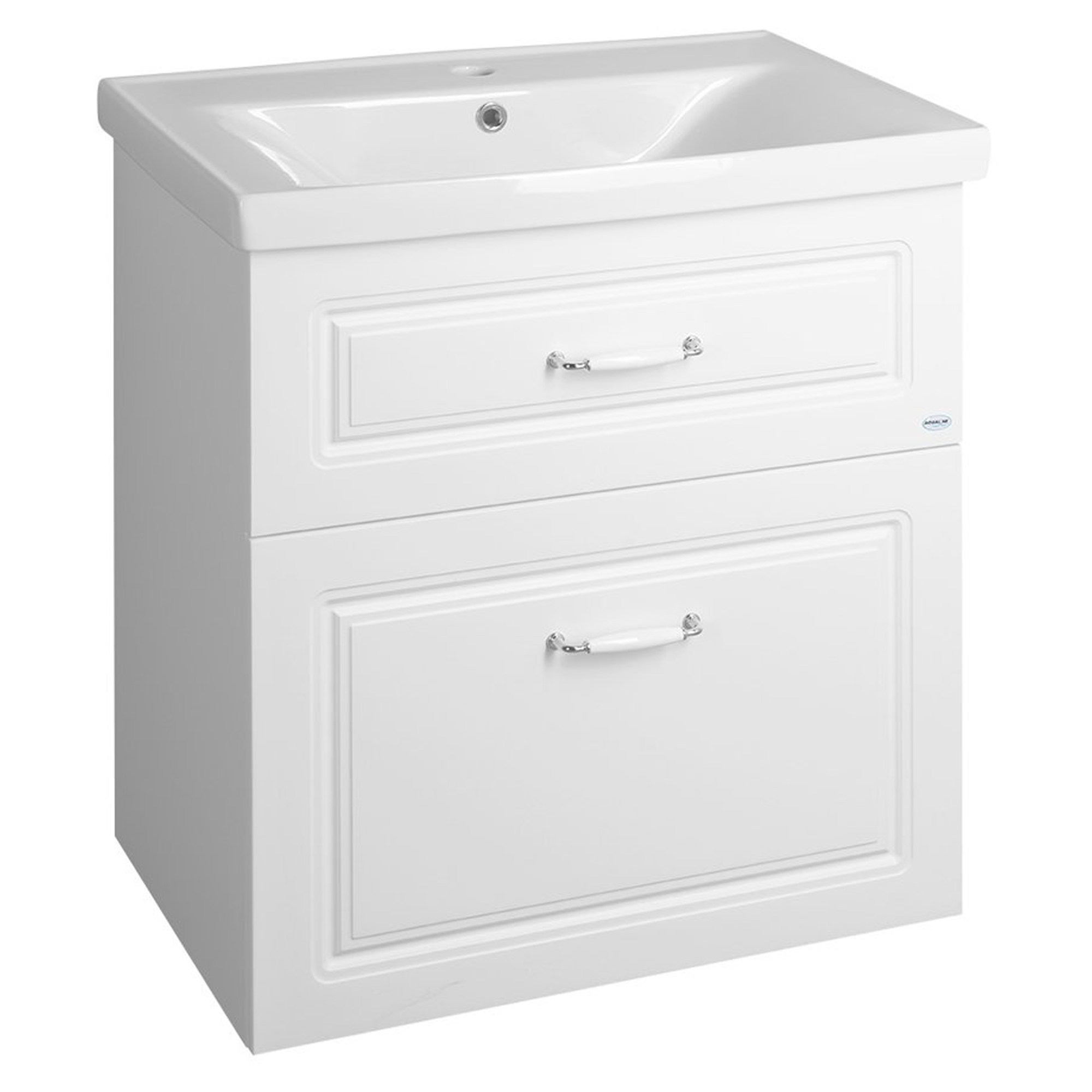 Servantskap Yorkshire Hvit 70x45 cm med Handfat Hvit Blank