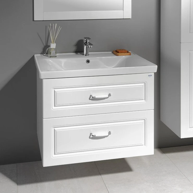 Servantskap Yorkshire Hvit 90x45 cm med Handfat Hvit Blank