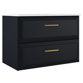 Underskab Gold <strong>Tandem</strong>  Mørkeblå Mat 80 cm med Vask Hvid Blank