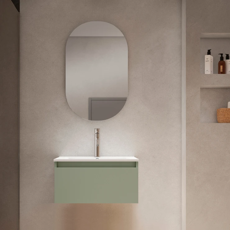 Servantskap Blisse Oliv Matt 60x46x28 cm med Servant Hvit Blank