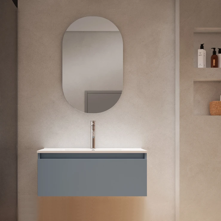 Servantskap Blisse Blå Matt 80x46x28 cm med Servant Hvit Blank
