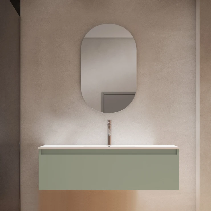 Servantskap Blisse Oliv Matt 120x46x28 cm med Servant Hvit Blank