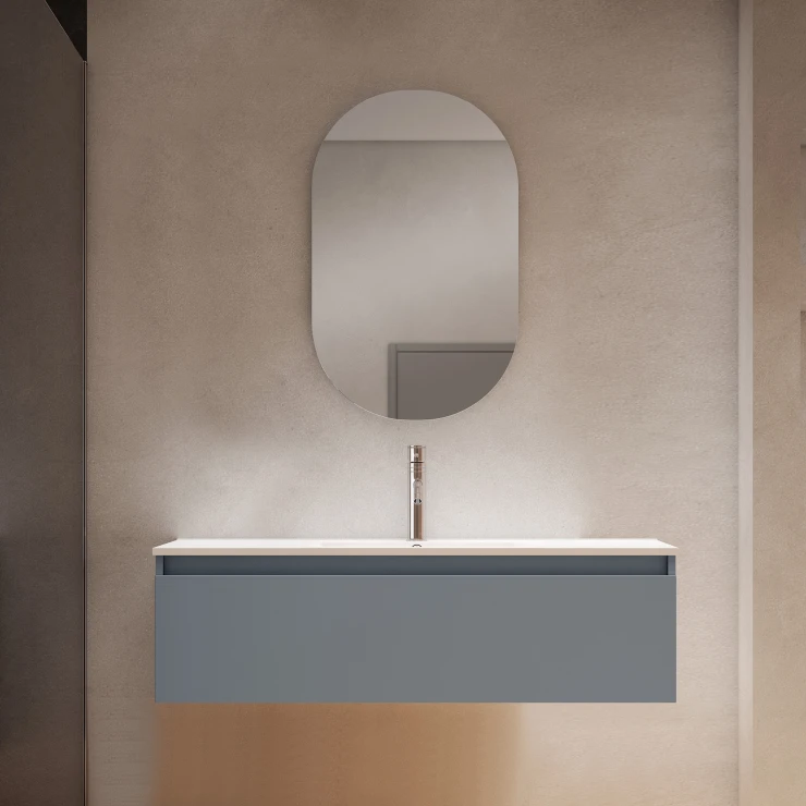 Servantskap Blisse Blå Matt 120x46x28 cm med Servant Hvit Blank