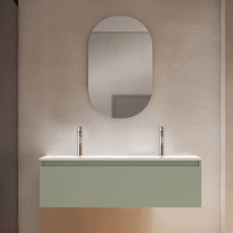 Dobbelt Servantskap <strong>Blisse</strong>  Oliv Matt 120x46x28 cm med Servant Hvit Blank