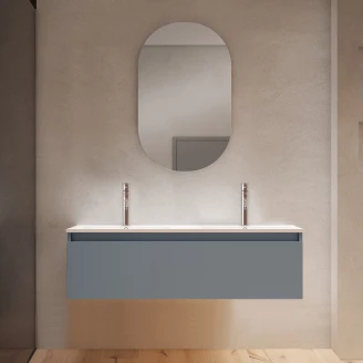 Dobbelt Servantskap <strong>Blisse</strong>  Blå Matt 120x46x28 cm med Servant Hvit Blank