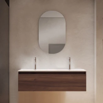 Dobbelt Servantskap <strong>Blisse</strong>  Valnøtt Matt 120x46x28 cm med Servant Hvit Blank