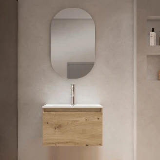 Servantskap <strong>Blisse</strong>  Eik Matt 60x46x40 cm med Servant Hvit Blank