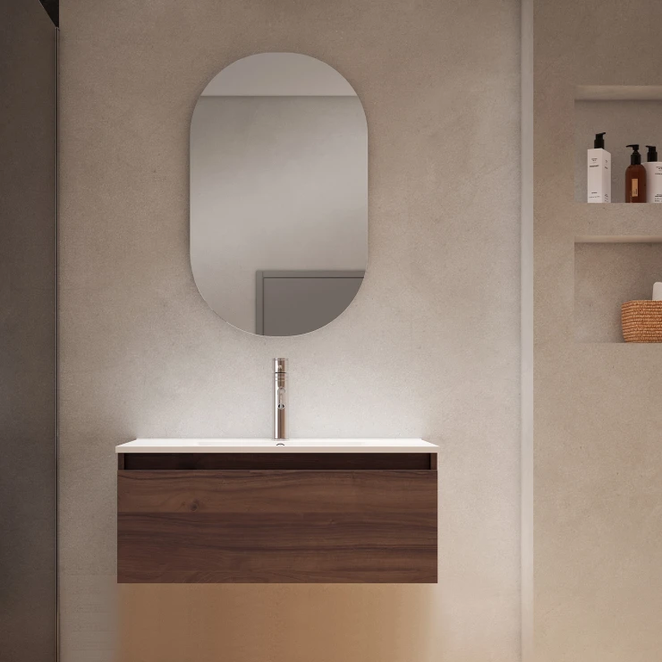 Servantskap Blisse Valnøtt Matt 80x46x40 cm med Servant Hvit Blank