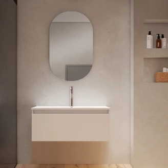 Servantskap <strong>Blisse</strong>  Beige Matt 80x46x28 cm med Servant Hvit Blank