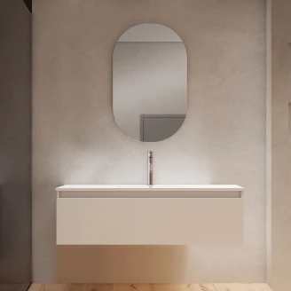 Servantskap <strong>Blisse</strong>  Beige Matt 120x46x28 cm med Servant Hvit Blank