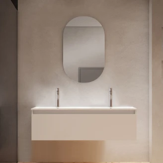 Dobbelt Servantskap <strong>Blisse</strong>  Beige Matt 120x46x28 cm med Servant Hvit Blank