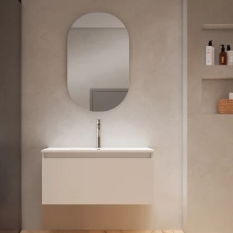 Servantskap <strong>Blisse</strong>  Beige Matt 80x46x40 cm med Servant Hvit Blank