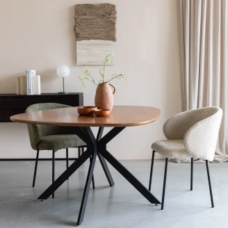 Spisebord Rundt <strong>Rajel</strong>  Beige, Svart