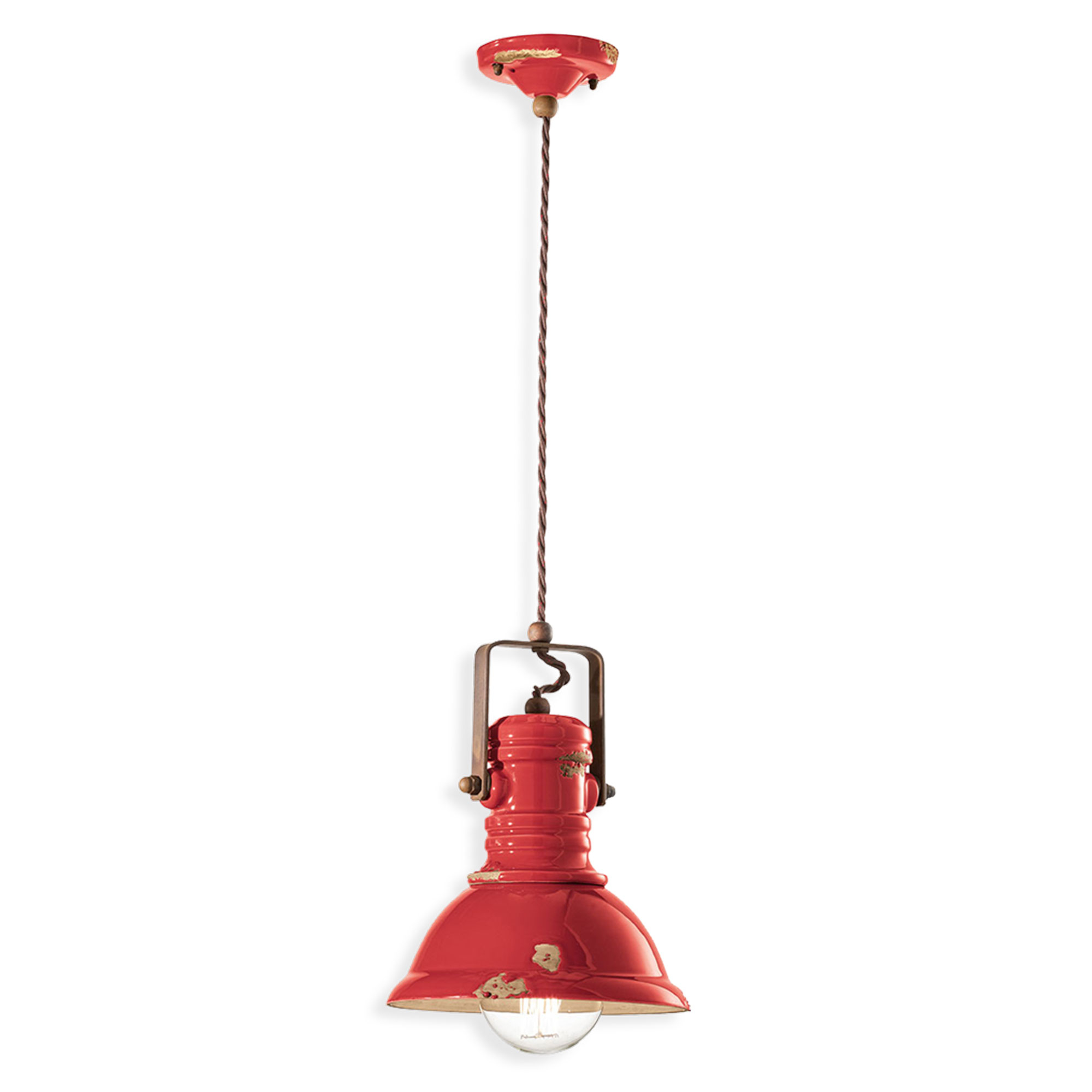Ferroluce Hengelampe Gamma Industrial Vintage Rød ∅ 23 cm