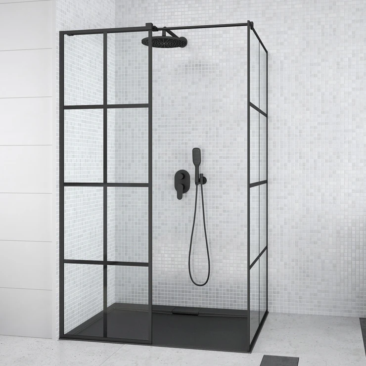 Dusjvegg Claridad 8 mm 100x80 cm Svart Matt