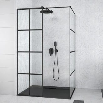 Dusjvegg <strong>Claridad</strong>  8 mm 120x80 cm Svart Matt