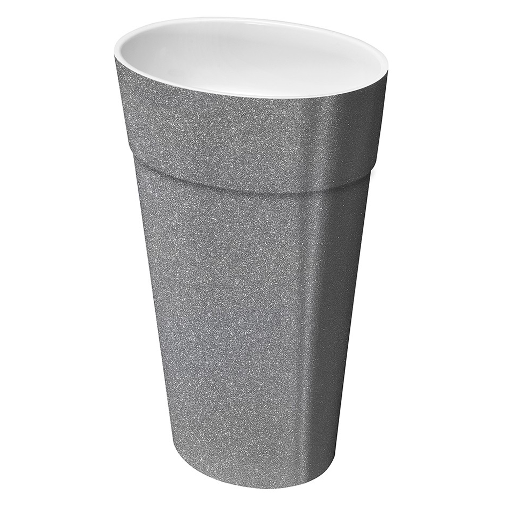 Håndlaget Mineral DuraBe Servant Luminara Sølv Blank 84 cm med Hvit Pop-up Bunnventil