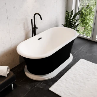Badekar <strong>Esmeree</strong>  Svart Blank 160 cm med Svart Pop-up Bunnventil