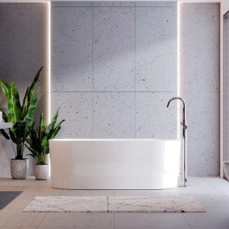 Badekar <strong>Linna</strong>  Hvit Blank 160 cm med Gull Pop-up Bunnventil
