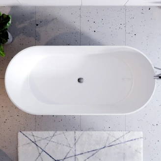 Badekar <strong>Linna</strong>  Svart Blank 160 cm med Krom Pop-up Bunnventil