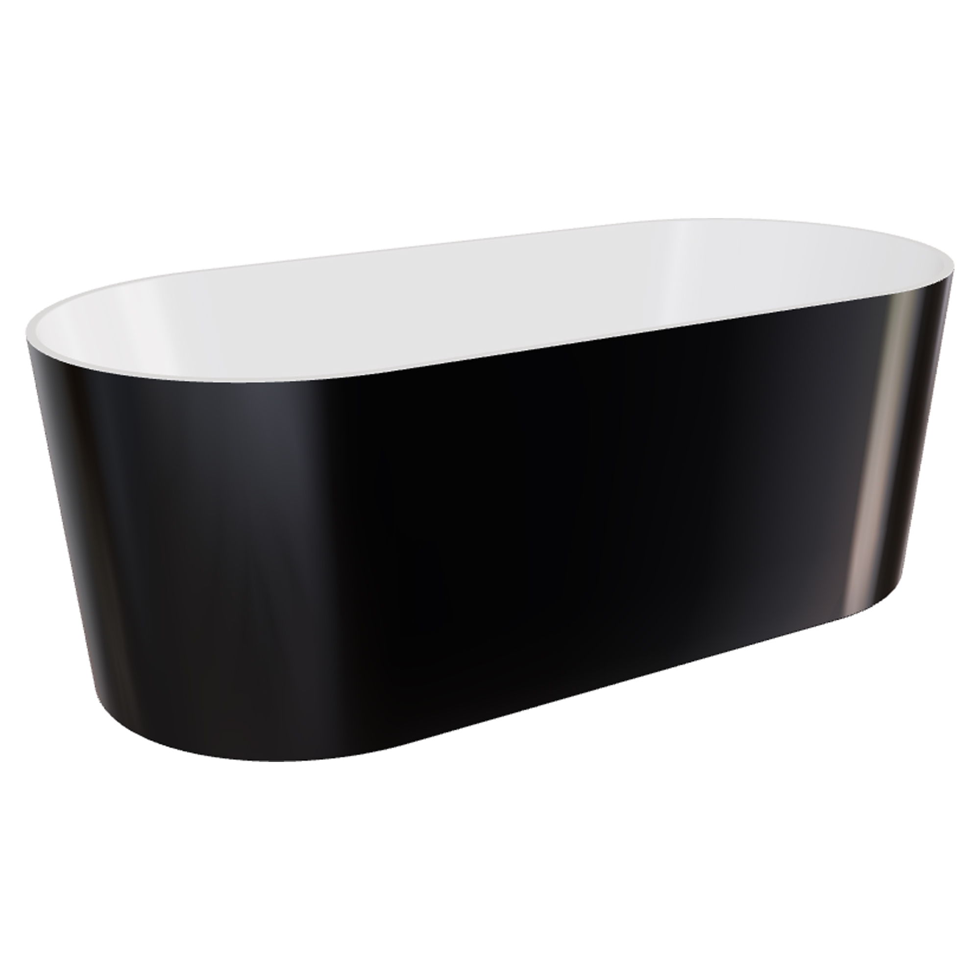 Badekar Linna Svart Blank 160 cm med Hvit Pop-up Bunnventil