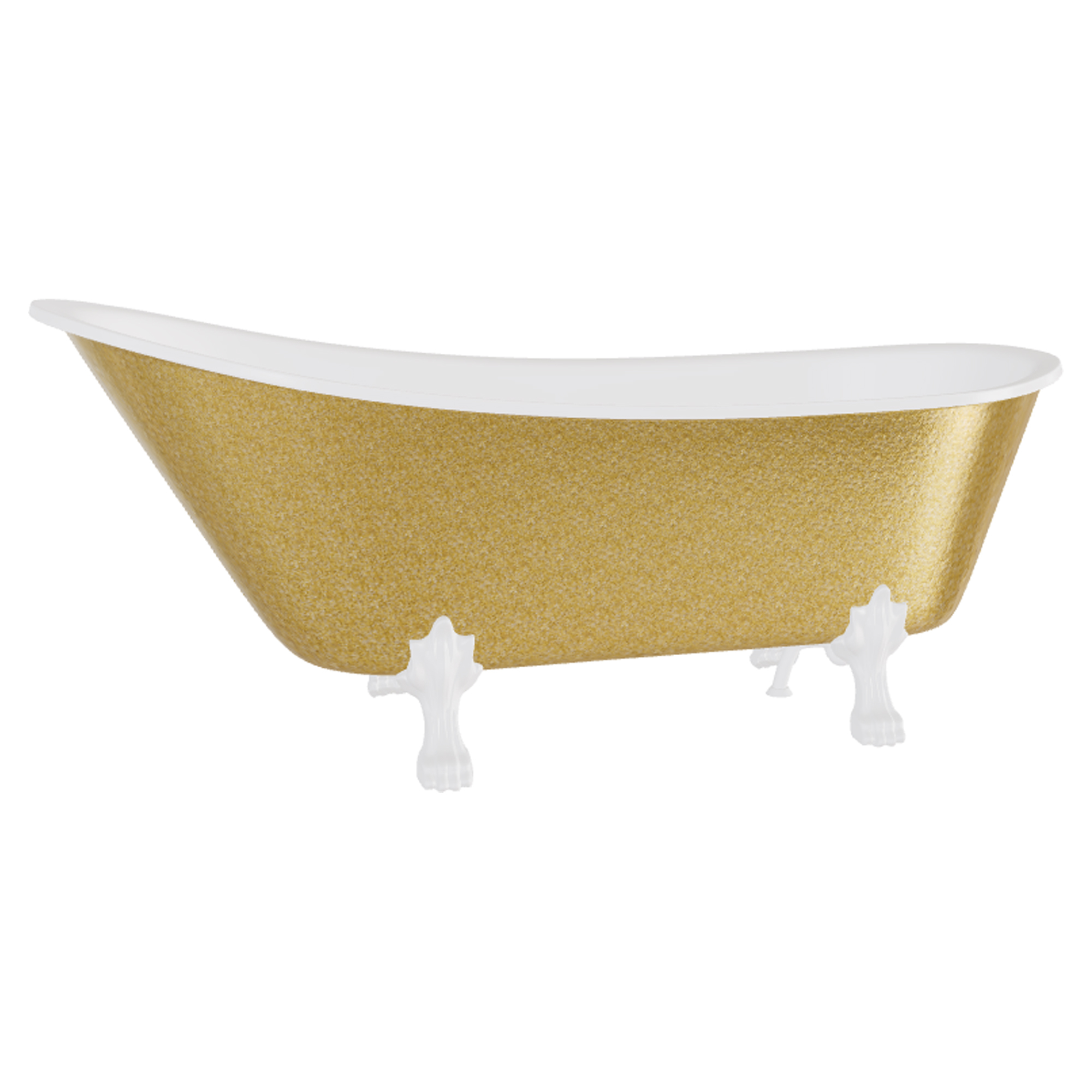 Badekar Royal Elegance Gull Blank 160 cm med Hvit Lejonfötter & Badekaravløp