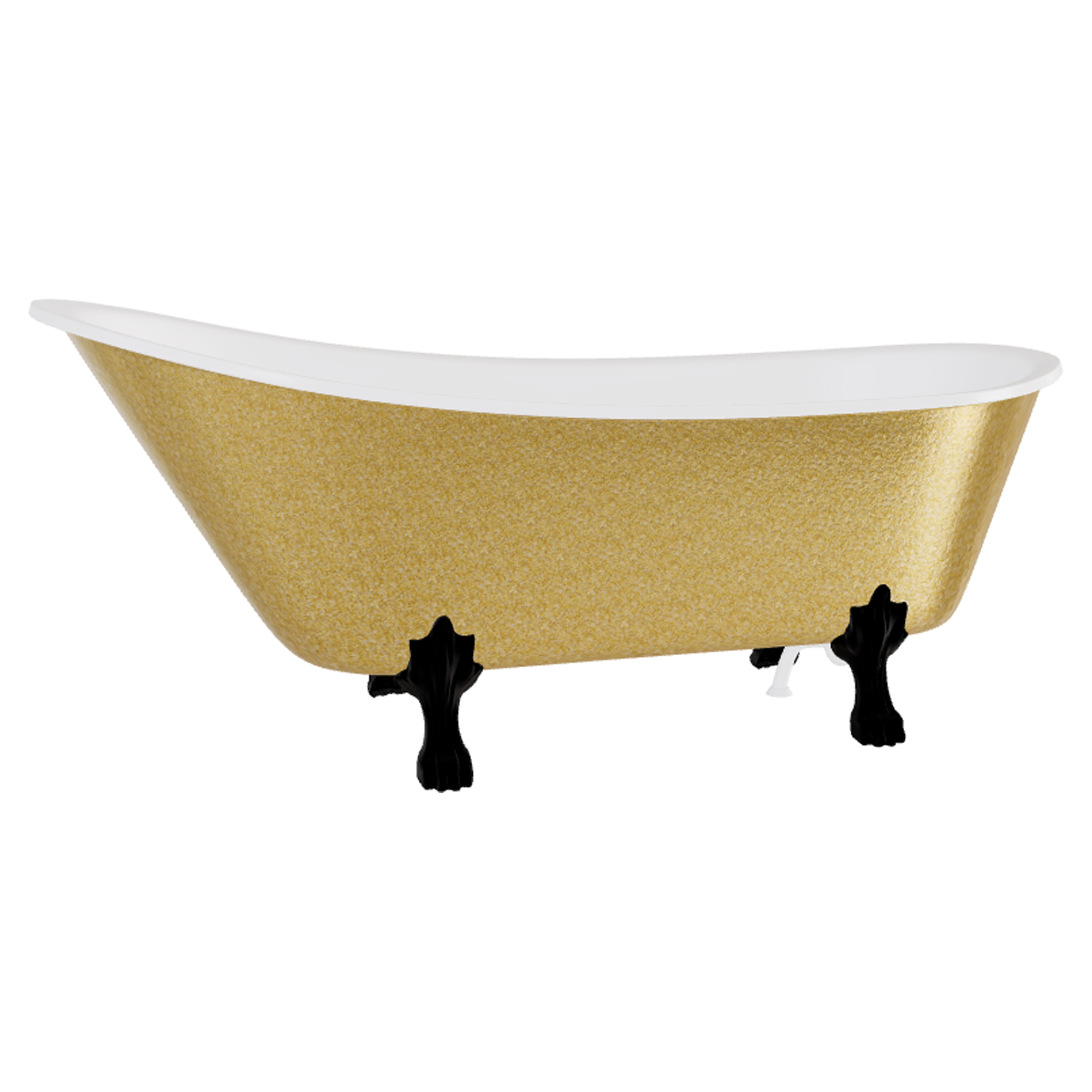 Badekar Royal Elegance Gull Blank 160 cm med Svart Lejonfötter & Badekaravløp