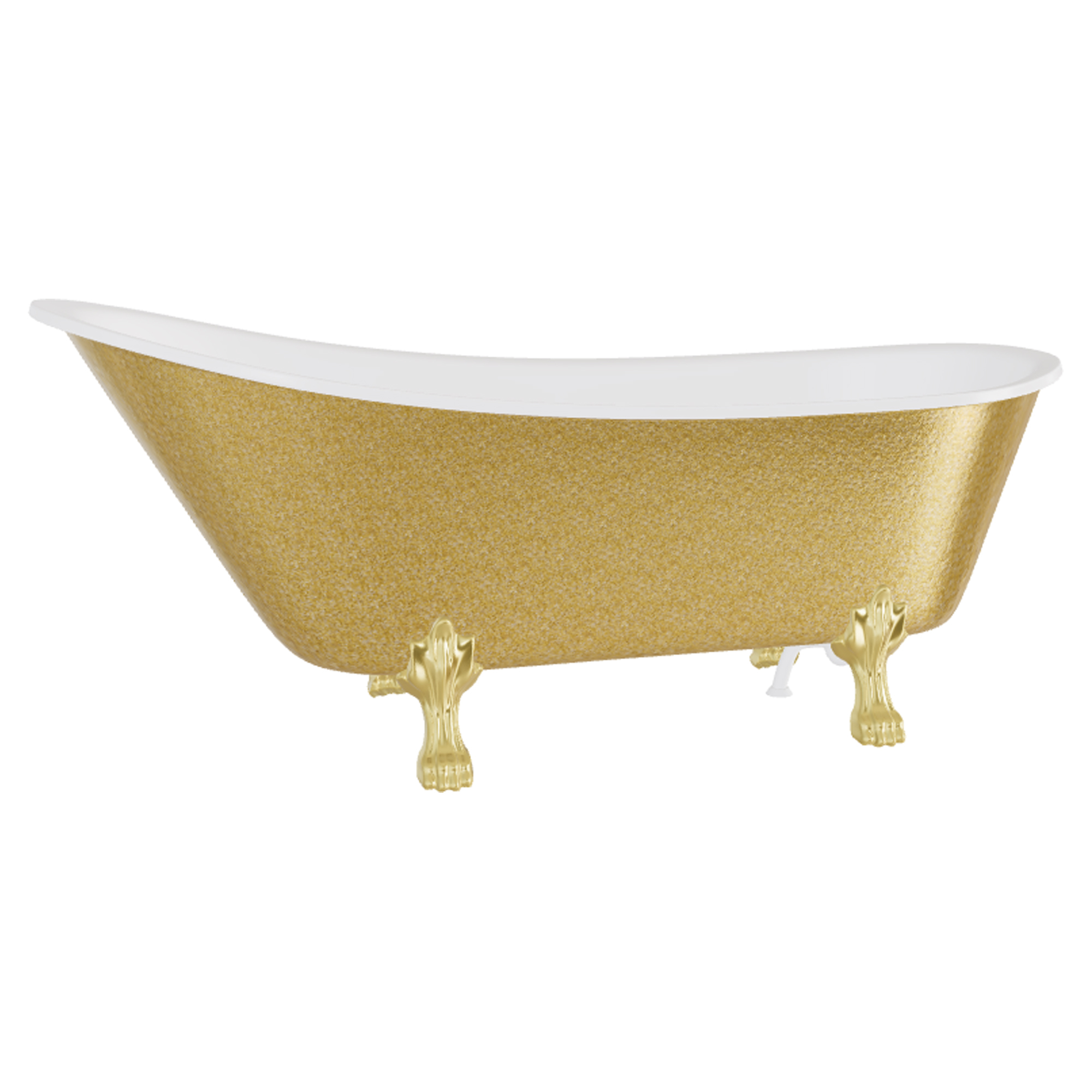 Badekar Royal Elegance Gull Blank 160 cm med Gull Lejonfötter & Badekaravløp