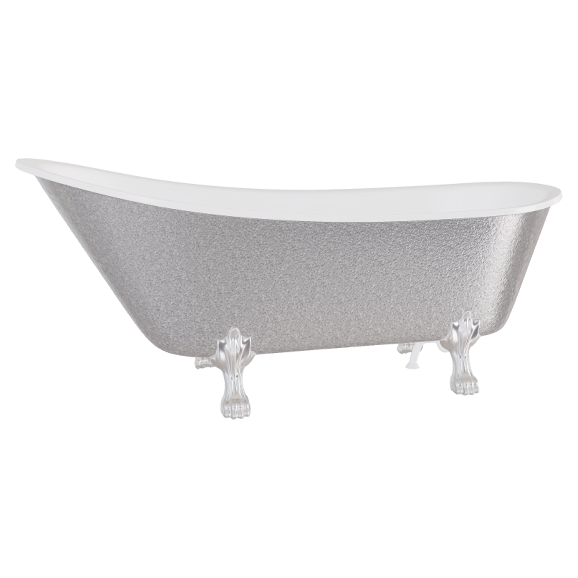 Badekar Royal Elegance Sølv Blank 160 cm med Krom Lejonfötter & Badekaravløp