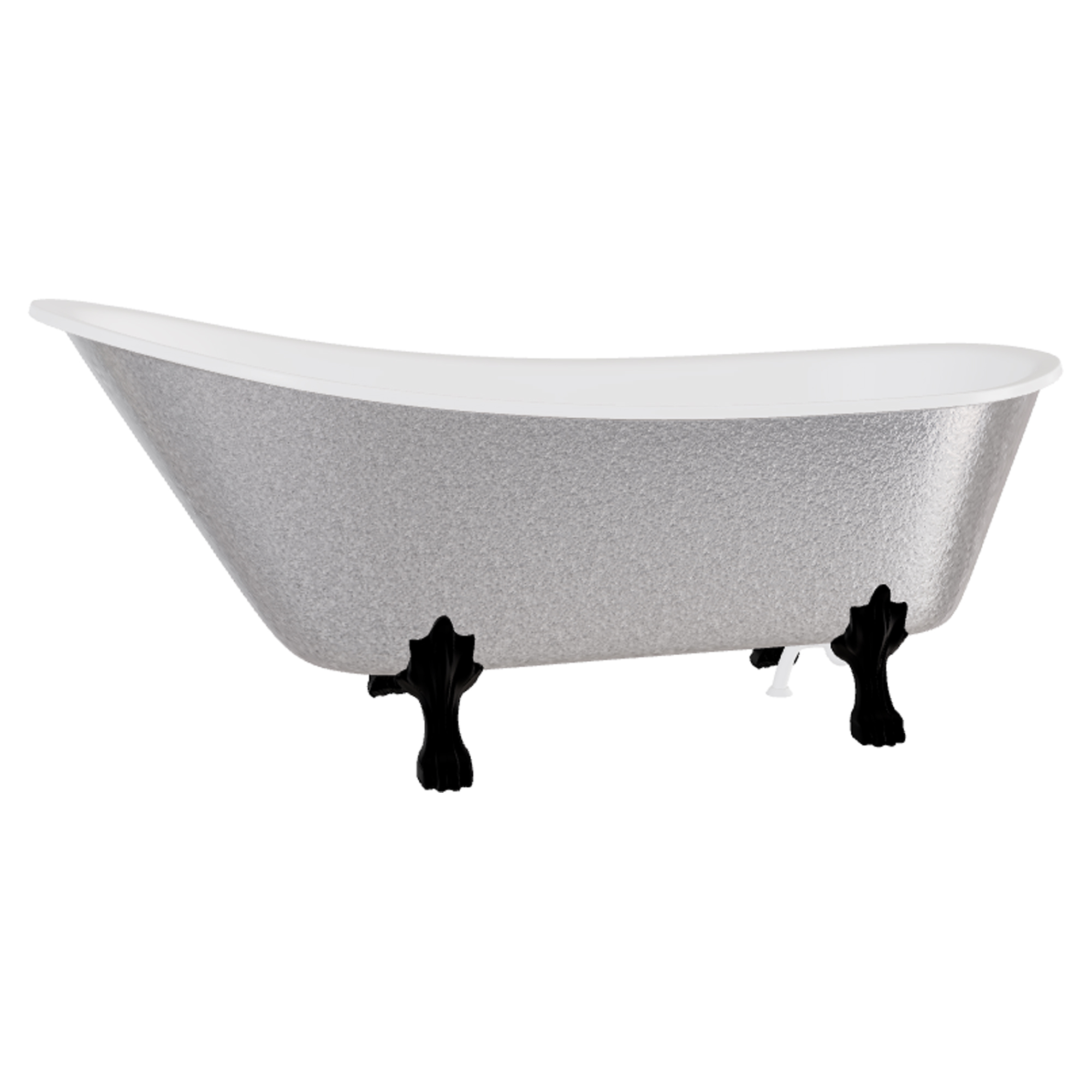 Badekar Royal Elegance Sølv Blank 160 cm med Svart Lejonfötter & Badekaravløp