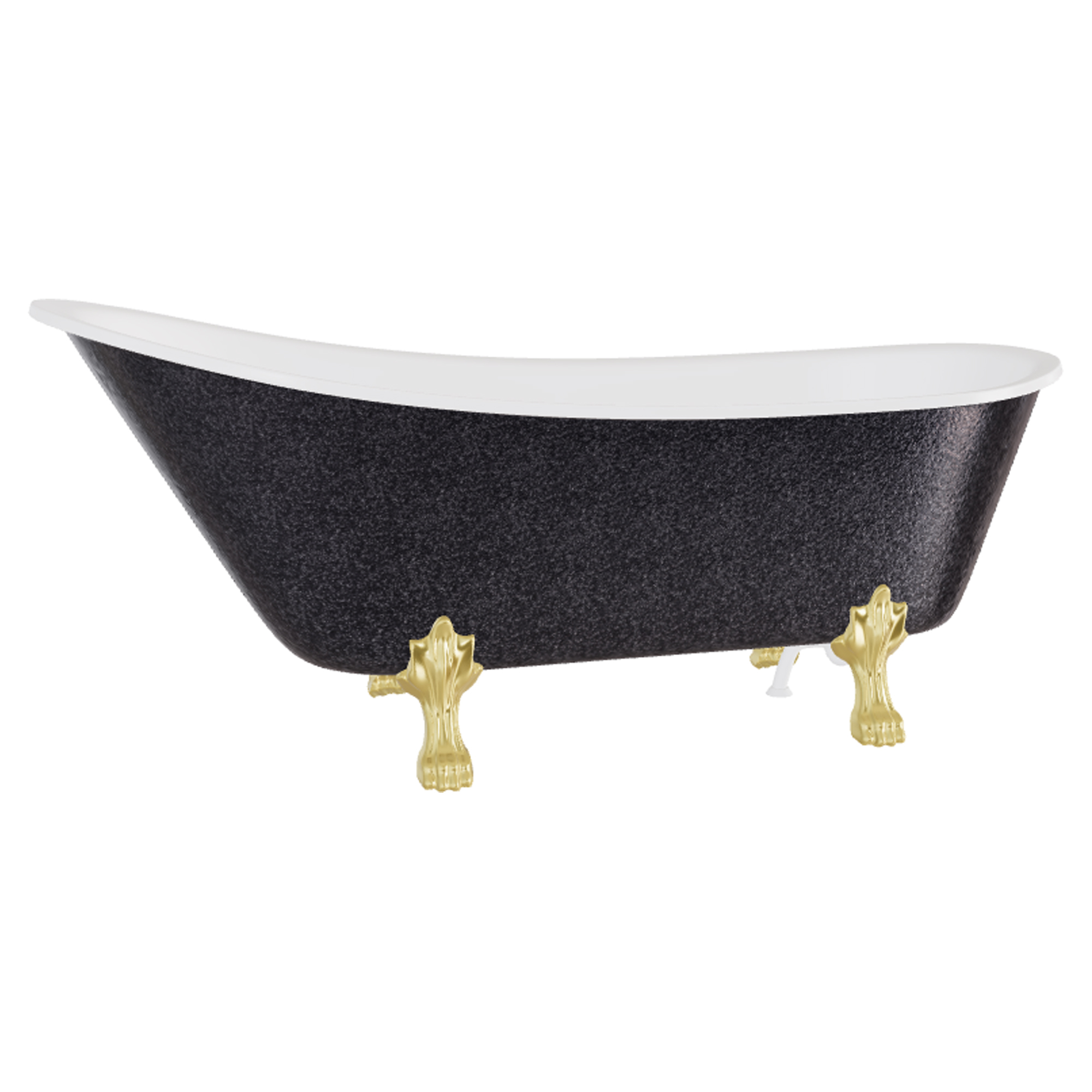 Badekar Royal Elegance Grafitt Blank 160 cm med Gull Lejonfötter & Badekaravløp