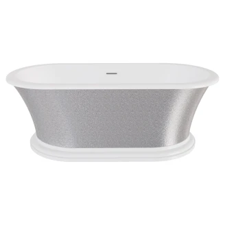 Badekar <strong>Esmeree</strong>  Sølv Blank 160 cm med Hvid Pop-up Bundventil