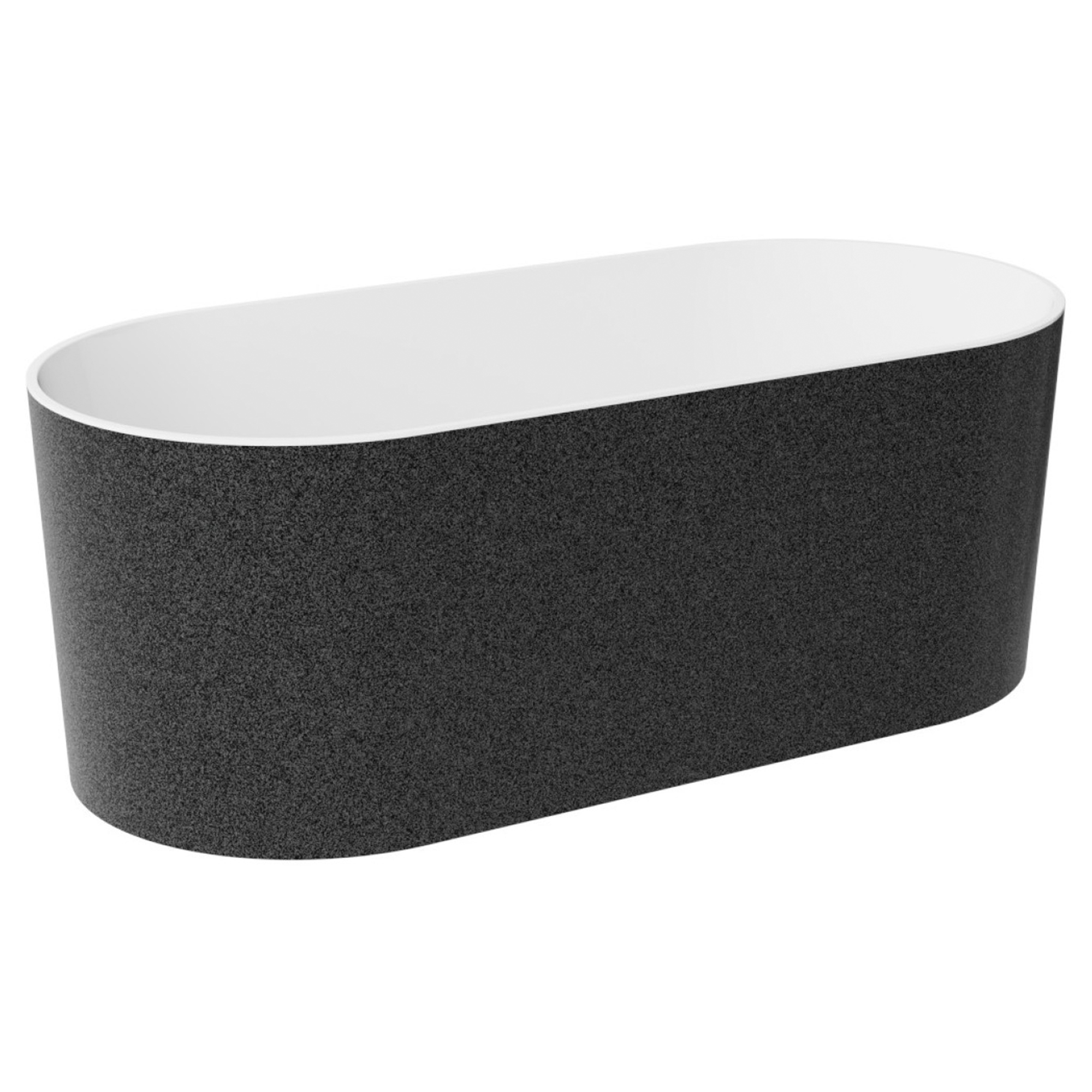 Badekar Linna Grafitt Blank 160 cm med Krom Pop-up Bunnventil