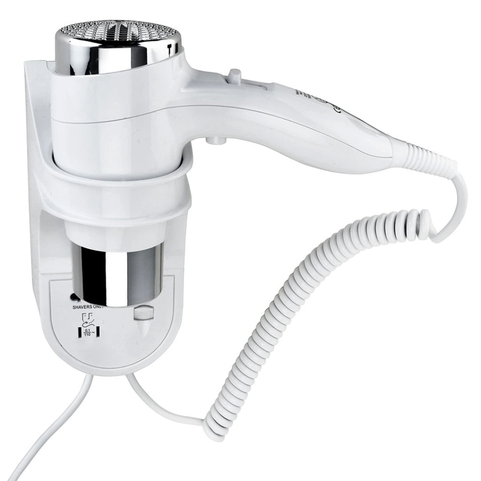 Hårføner med Holder Veggmontert Hygio New Hvit Blank