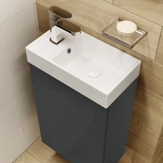 Servantskap <strong>Tiny</strong>  Antrasitt Blank 40 cm med Servant Hvit Blank