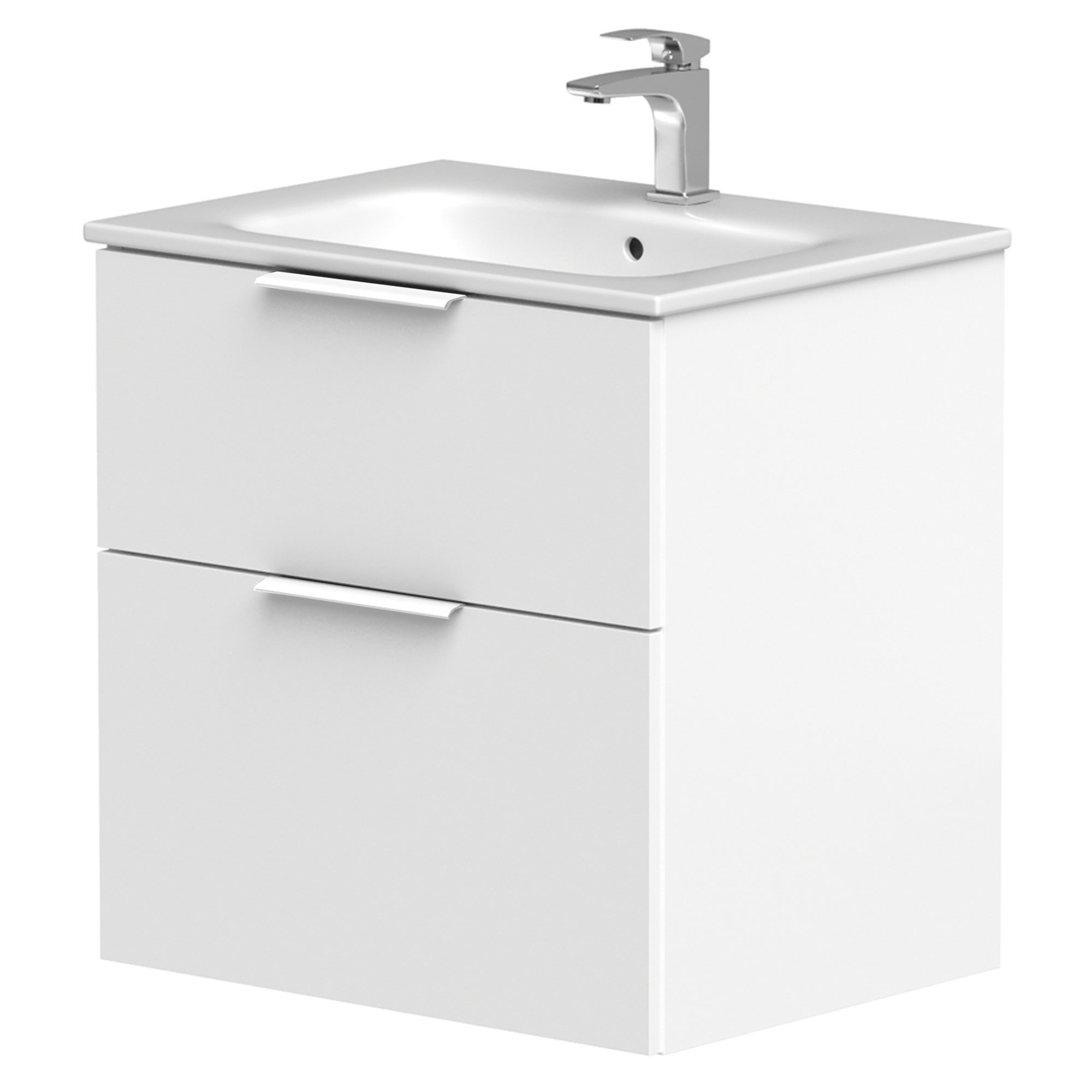 Servantskap Velira Hvit Matt 60 cm med Handfat Hvit & Håndtaken Hvit